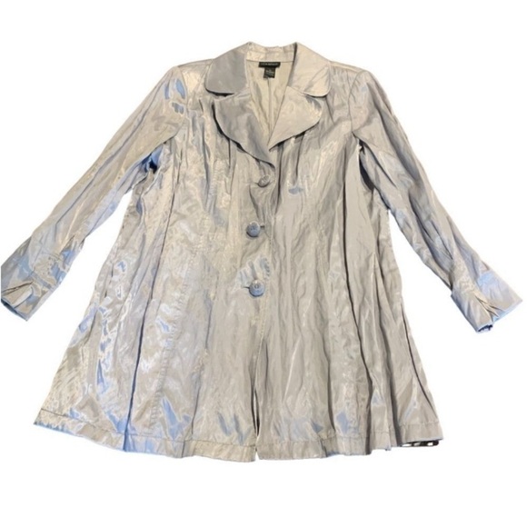 Lane Bryant Silver Metallic Swing Jacket Coat Duster Crinkle Blazer SZ 24 plus - Picture 1 of 13